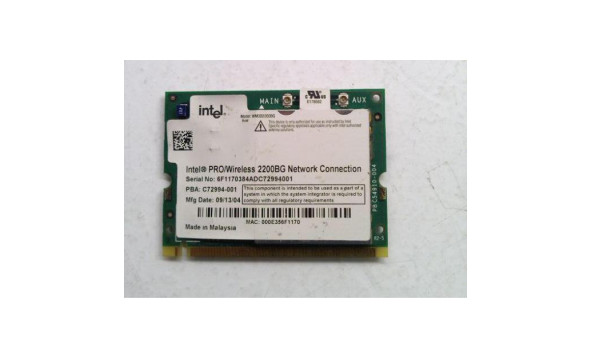 Адаптер WI-FI, INTEL PRO / WIFI 2200BG, PBA C72994-001, Б/В.