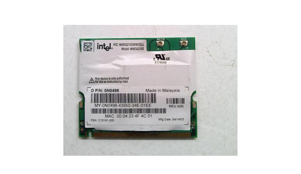 Адаптер WiFi Intel, знятий з ноутбука Dell, INTEL PRO/WIRELESS WM3A2100, Б/В.