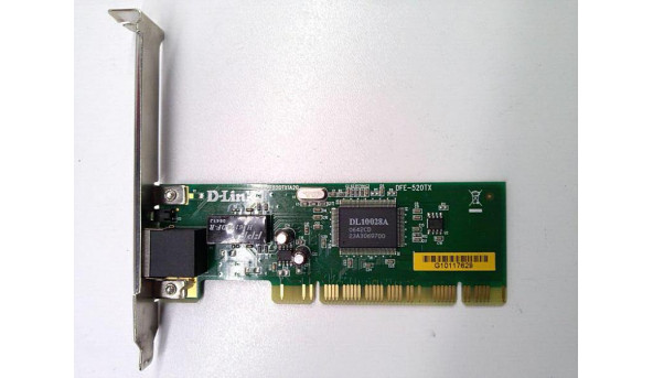 Мережева карта D-Link DFE-520TX, 8DFE520TX1A2G, Enternet Adapter, PCI, LAN Network Card, RJ-45, Б/В - 316604