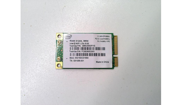 Адаптер WI-FI, знятий з ноутбука Toshiba Tecra S10-117, G86C0003FI10, Б/В