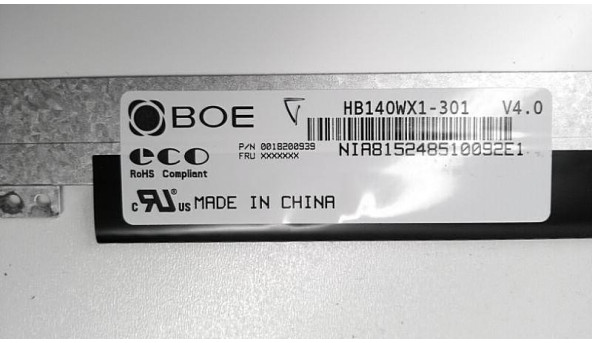 Матриця HYUNDAI, HB140WX1-301, 14.0", 30-pin, LED , WXGA HD, 1366x768, Б/В. - 317238