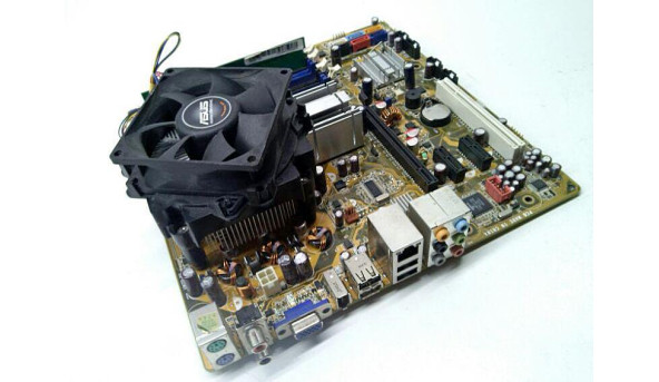Материнська плата для ПК, Asus IPIBL-LA Rev:1.03 Intel P4 Socket 775, з процесором Intel Core 2 Duo E6750, кулером Asus та одною планкою пам'яті 512MB ProMOS DDR2-667 RAM PC2-5300U, Б/В