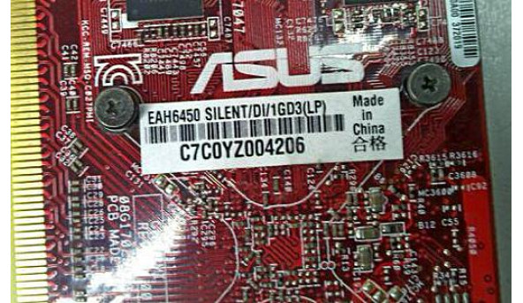 Відеокарта  Asus, EAH6450, PCI-Ex Radeon HD6450, 1024MB, GDDR3, 64bit, VGA, DVI, HDMI, робоча, Б/В