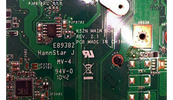 Материнська плата для ноутбука ASUS K52N, REV:2.1, Б/В - 317518