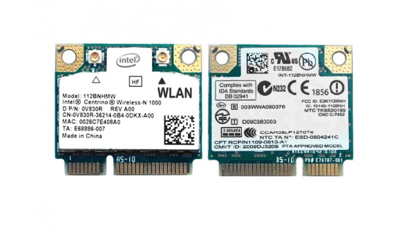 Адаптер WI-FI снят с ноутбука Dell 112BNHMW CN-0V830R E76787-001 Б/У