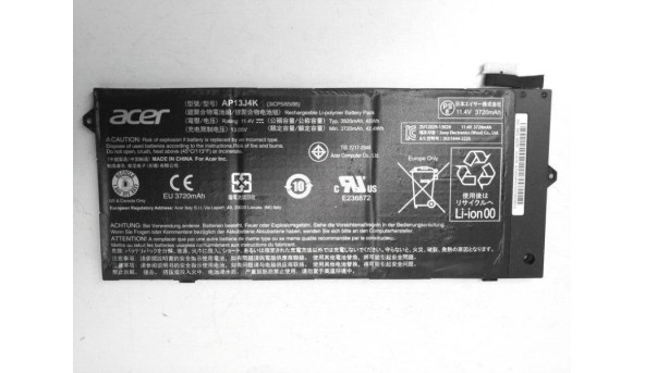 Батарея, акумулятор для ноутбука Acer Chromebook C740-C1VL, 11.6",  Li Polymer Battery Pack Acer AP13J4K, 11.4V, Оригінал, Б/В