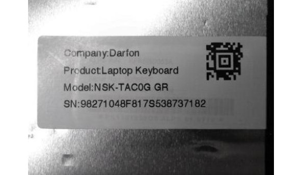 Клавіатура для ноутбука Toshiba Satellite A200, NSK-TAC0G, НОВА - 317934