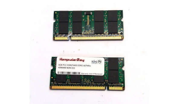 Оперативна пам'ять для ноутбуків KomputerBay, SODIMM, DDR2, 4Gb, 667MHz, 2025295-0F1, Б/В
