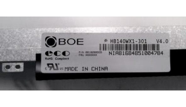 Матриця BOE HB140WX1-301, 14.0", 30-pin, LED, WXGA, 1366x768, slim, Б/В - 318078