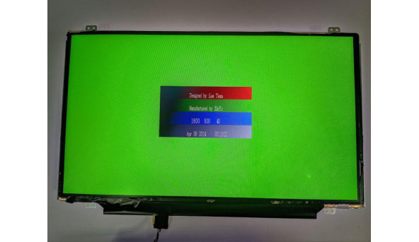 Матриця LG Display, LP140WD2, 14.0", 30-pin, LED, HD+ 1600x900﻿, Slim, б/в, є засвіт, помітний на всіх кольорах