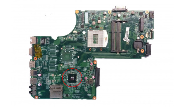 Материнська плата для ноутбука Toshiba Satellite C75-A, DA0BD6MB8D0, Rev: D, Б/В.  Має пошкодження (фото)