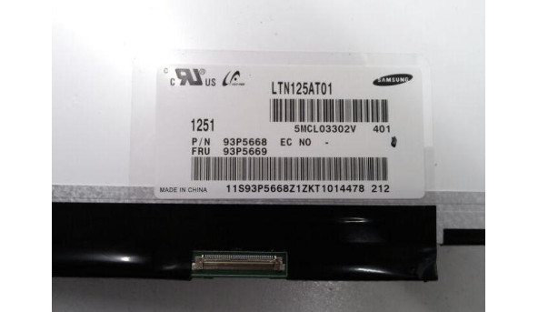 Матриця SAMSUNG, LTN125AT01-401, 12.5", 40-pin, LED, WXGA, 1366x768, slim,, Б/В. - 318521