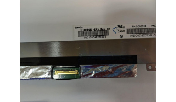 Матриця Innolux, N140BGE-EA3 Rev:C1, 14.0'', LED, HD 1366x768, 30-pin, Slim, б/в, Є ледь помітні засвіти, особливо на роботу не впливають, присутні сліди клею, на роботу не впливає - 318994