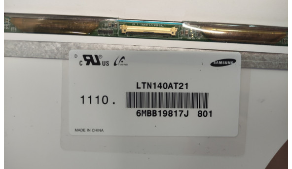 Матриця Samsung LTN140AT21-801, 14.0", LED, 40-pin, HD 1366x768, slim, б/в, має полоси та поділене зображення, мерехтить - 319545