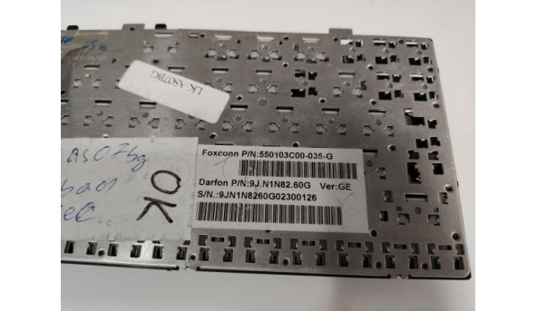 Клавіатура для ноутбука Asus EEE PC 1000He, 9J.N1N82.60G, 550103c00-035-g, Б/В. Відсутні клавіші (фото). Присутня незначна деформація. Протестована, робоча клавіатура. - 319703