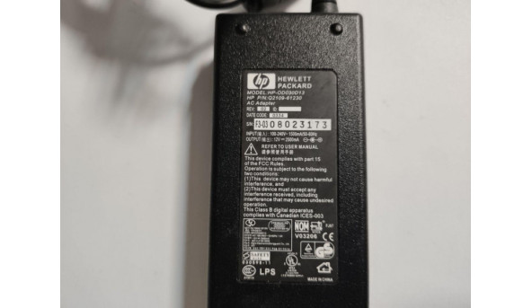Зарядка, блок живлення для ноутбука HP, Model: HP-0D030D13, Input: 100-240V--1500mA, 50-60Hz, Output: 12.0V, 2500mA, 30W, Б/В - 319747