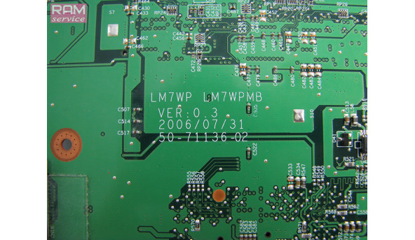 Материнська плата, для ноутбука, Fujitsu Siemens Amilo Pro V2035, 15.4", LM7WP, MB v0.3, 50-71136-02, Б/В, Не запускається, Продається на запчастини, або під відновлення