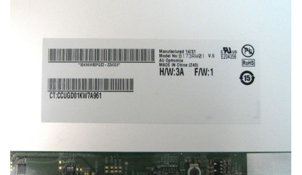 Матрица для ноутбука B173RW01 V5 AU Optronics 17.3" HD+ 1600x900 LED 40 pin глянцевая Б/У