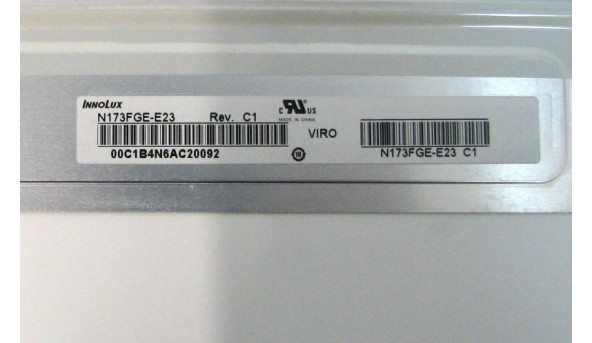 Матриця 17.3" InnoLux N173FGE-E23 rev. C1 LED 1600*900 30pin Left глянцева Б/В - 329538