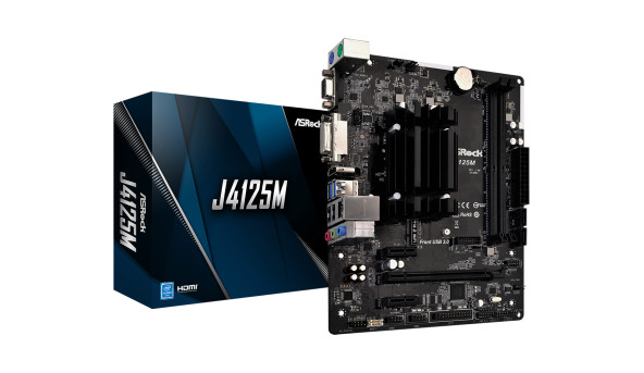 ASRock J4125M (Quad-Core Celeron 2.7GHz, 2xDDR4, VGA/HDMI/DVI, 1*PCIex16, 2xSATAIII, mATX)