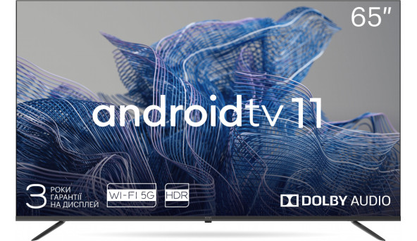 TV 65 Kivi 65U750NB UHD/Smart/Android 11/T2/2х10Вт/CI/HDR/HDMI eARC/Black