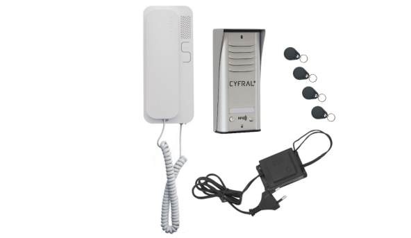 Аудиодомофон Cyfral Cosmo R1, gray (Комплект со встроенным контролером, считывателем и ключами)