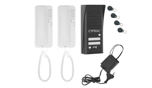 Аудіодомофон Cyfral COSMO R-2, black (Комплект з вбудованим контролером, зчитувачем та ключами)
