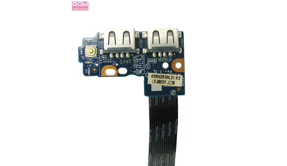 Додаткова плата, роз'єми USB, для ноутбука, Samsung NP350V5C, NP355V5C, LS-8865P, Б/В, В хорошому стані, без пошкоджень - 48855