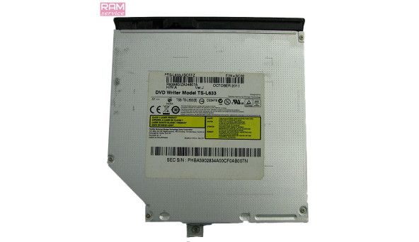 CD/DVD привід для ноутбука, Samsung RV408, 14", SATA, Toshiba-Samsung TS-L633, Б/В, в хорошому стані, без пошкоджень - 48925