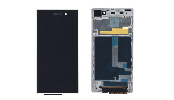 Матрица с тачскрином (модуль) для Sony Xperia Z1 C6902 черный с белой рамкой
