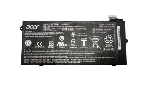 Оригінальна батарея акумулятор для ноутбука ACER Chromebook C720 AP13J4K 11.4V 42.4WH Б/У - знос 10-15%