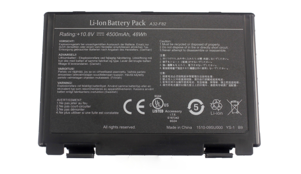 Оригінальна батарея акумулятор для ноутбука ASUS K50 A32-F52 A32-F82 AS-K50 4500mAh 10.8V Li-Ion Б/В - до 5 хв. роботи