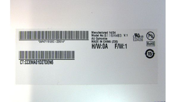Матрица B116XW03 V.1 AU Optronics 11.6" HD 1366x768 LED 40 pin socket mate Б/У