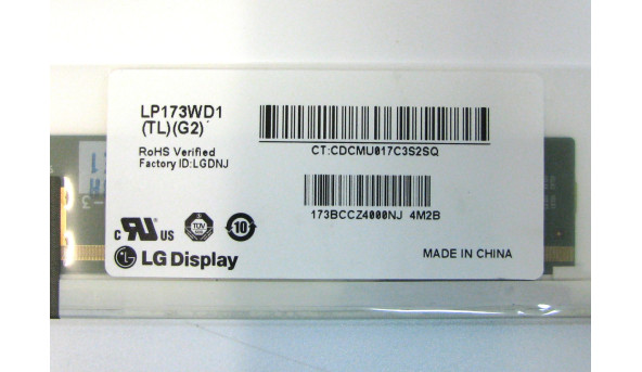 Матриця LP173WD1(TL)(G2) LG Display 17.3" HD+ 1600x900 LED 40 pin socket глянцева Б/В