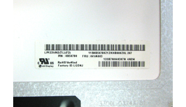 Матрица LP133WH2(TL)(F2) LG Display 13.3" HD 1366x768  LED 40 pin socket mate Б/У
