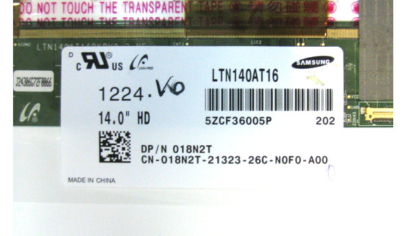 Матриця LTN140AT16-202 LCD 14.0" HD 1366x768 mate 40 pin Б/В