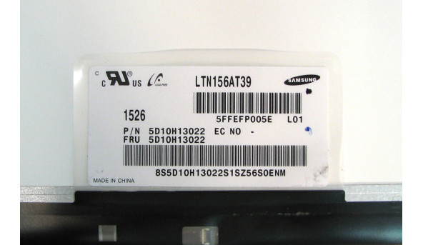 Матрица LTN156AT39-L01 Samsung 15.6" HD 1366x768 LED  30pin(eDp) глянцевая Б/У