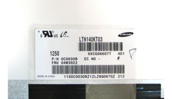 Матриця LTN140KT03-401 Samsung LCD 14.0" HD+ 1600x900 Glossy 40 pin Б/В