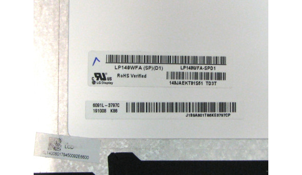 Матриця LP140WFA(SP)(D1) LG Display 14.0" FHD 1920x1080 Matte 30 pin IPS Б/В