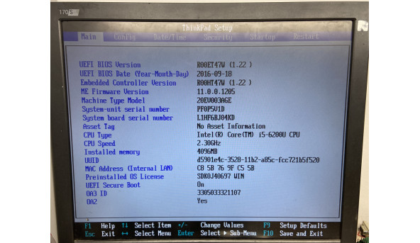 Материнська плата Lenovo E560 NM-A561 i5-6200U Б/В