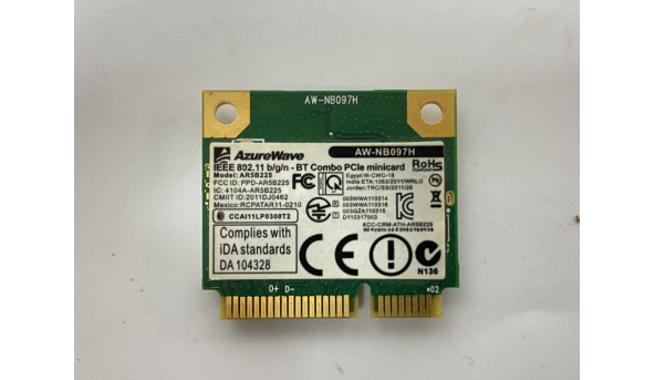 Wi-Fi адаптер для ноутбука Asus X75VC 0C011-00040500 AR5B225 Б/У - 501217
