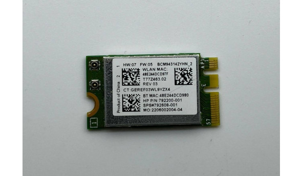 WI-FI Адаптер Broadcom BCM943142Y (792200-001) mini PCI-E для ноутбука HP 15-AY Б/У