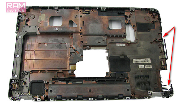 Нижня частина корпуса, для ноутбука, HP Pavilion dv7, 17.3", ZYE3ELX9TP, Б/В, Є подряпини та потертості Є пошкодження (фото) - 50221