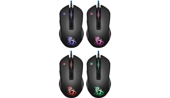 Мишка Defender Sky Dragon GM-090L, 6кн., 3200dpi, (+килимок) підсвітка - 565144