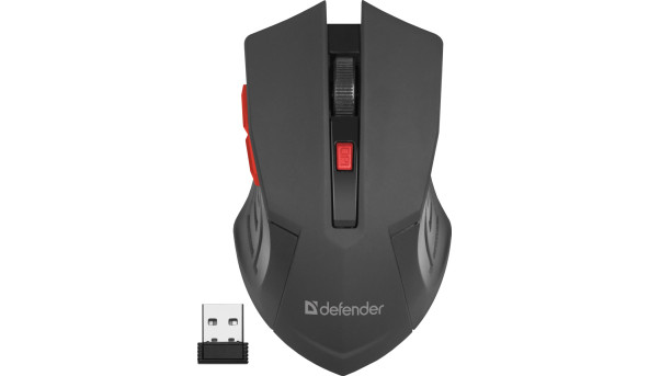 Мишка Defender Accura MM-275, бездротова, 6 кн. до 1600 dpi, червоний - 565675