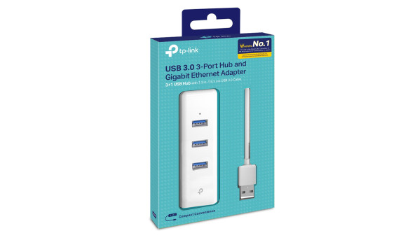 Адаптер TP-Link UE330, USB 3.0 to Gigabit,  3-Port USB 3.0 Hub, 1 USB 3.0 connector, 1 Gb, 3 USB 3.0