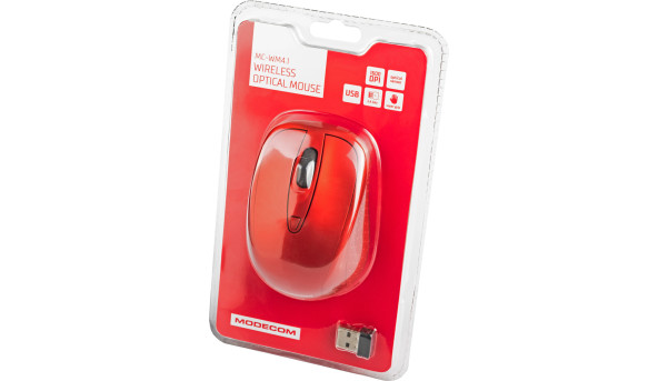 Мишка Modecom MC-WM4.1, бездротова, 3кн., 1600dpi, нано ресівер, червона - 566329