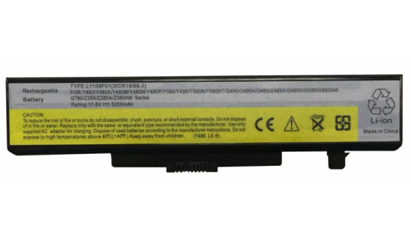 Аккумуляторная батарея для ноутбука Lenovo L11S6F01 Ideapad Y480 11.1V Black 5200mAh OEM