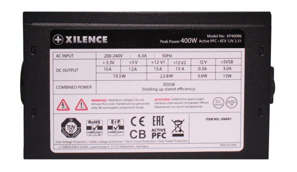 БЖ 400W Xilence XP400R6 Performance C, 120mm, ~85%, Retail Box - 567238