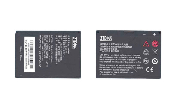 Акумулятор для смартфона ZTE Li3711T42P3h513857 T8 3.7V Black 1100mAh 3.7Wh